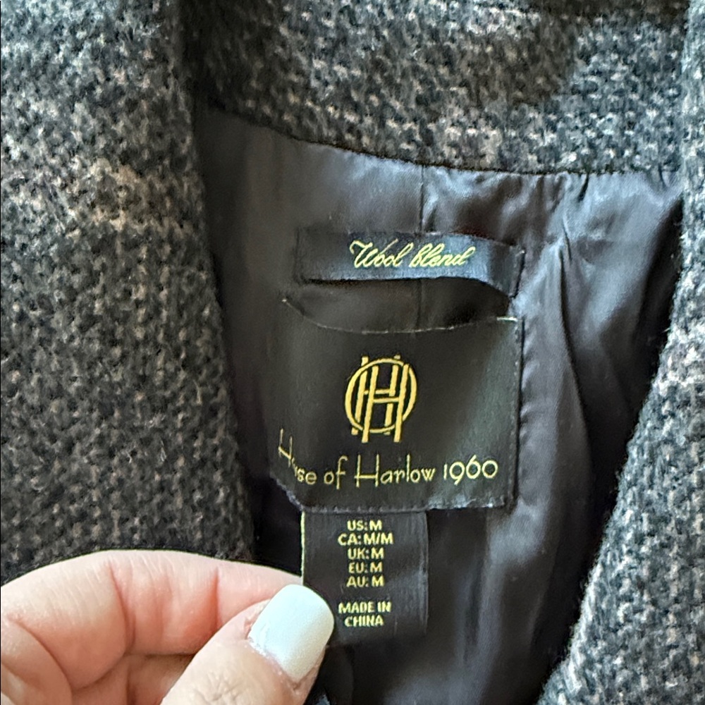 NEW- House of Harlow 1960 Wool Blend Plaid Coat - Picture 7 of 13